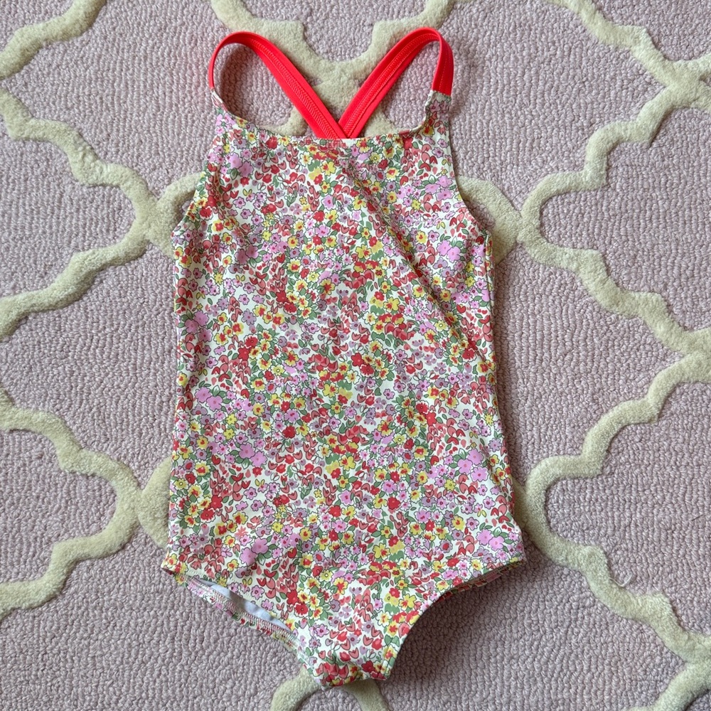 Mini Boden Cross Back printed swimsuit size 3-4